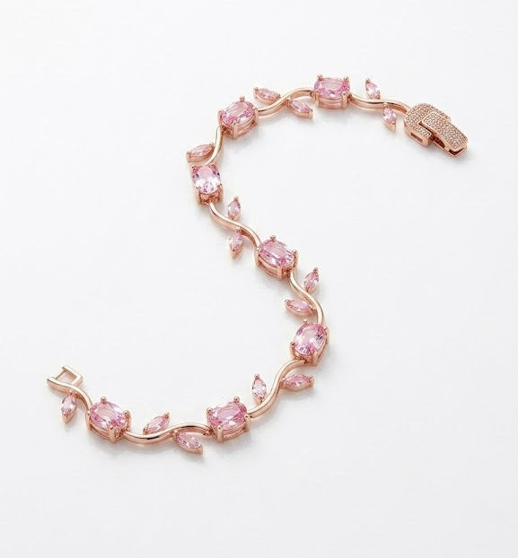 Blossoming Tulip Pink Crystal Bracelet