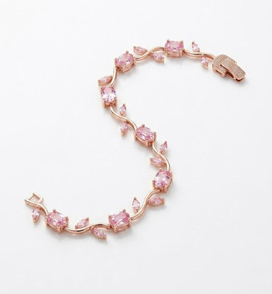 Blossoming Tulip Pink Crystal Bracelet