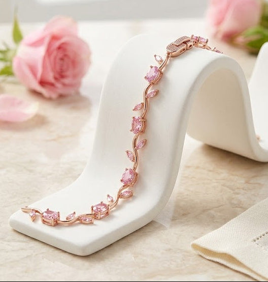 Blossoming Tulip Pink Crystal Bracelet